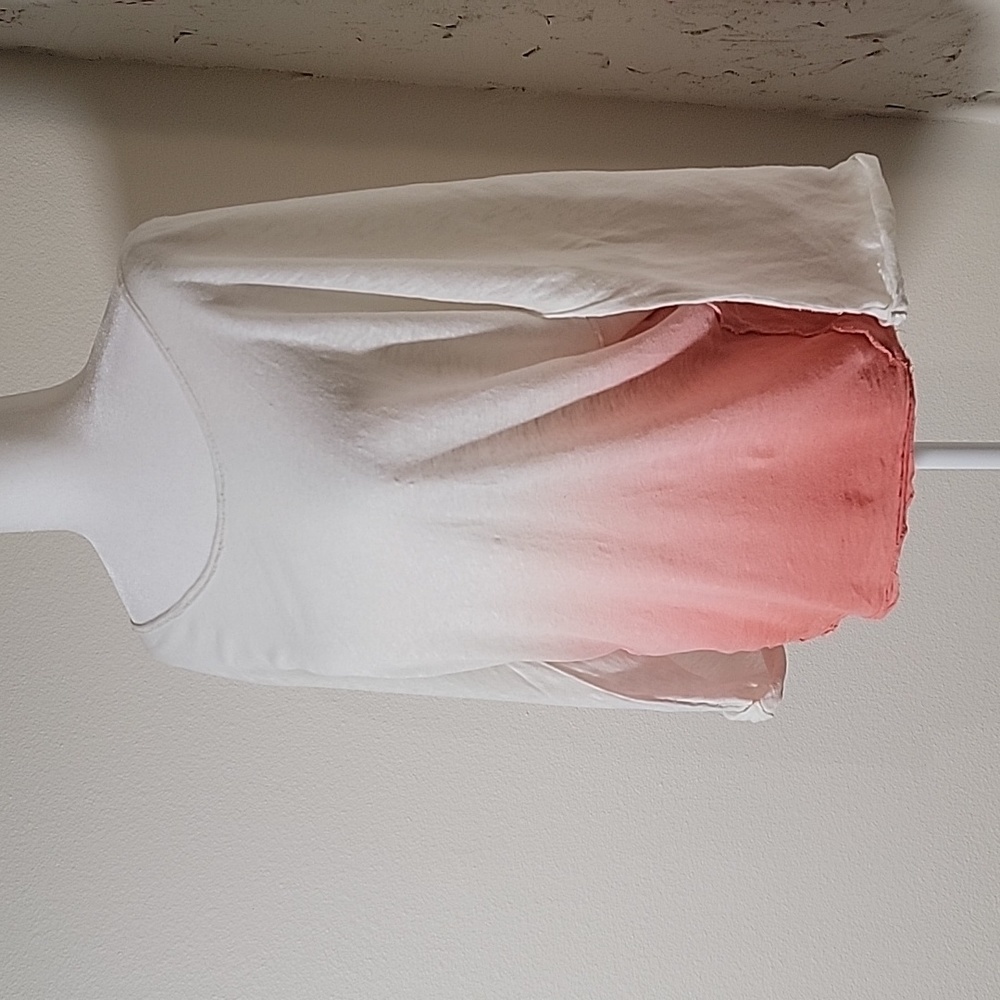 FP We The Free Ombre Linen Slub 3/4 Sleeve Top Ivory Pink Strawberry M - Picture 6 of 16